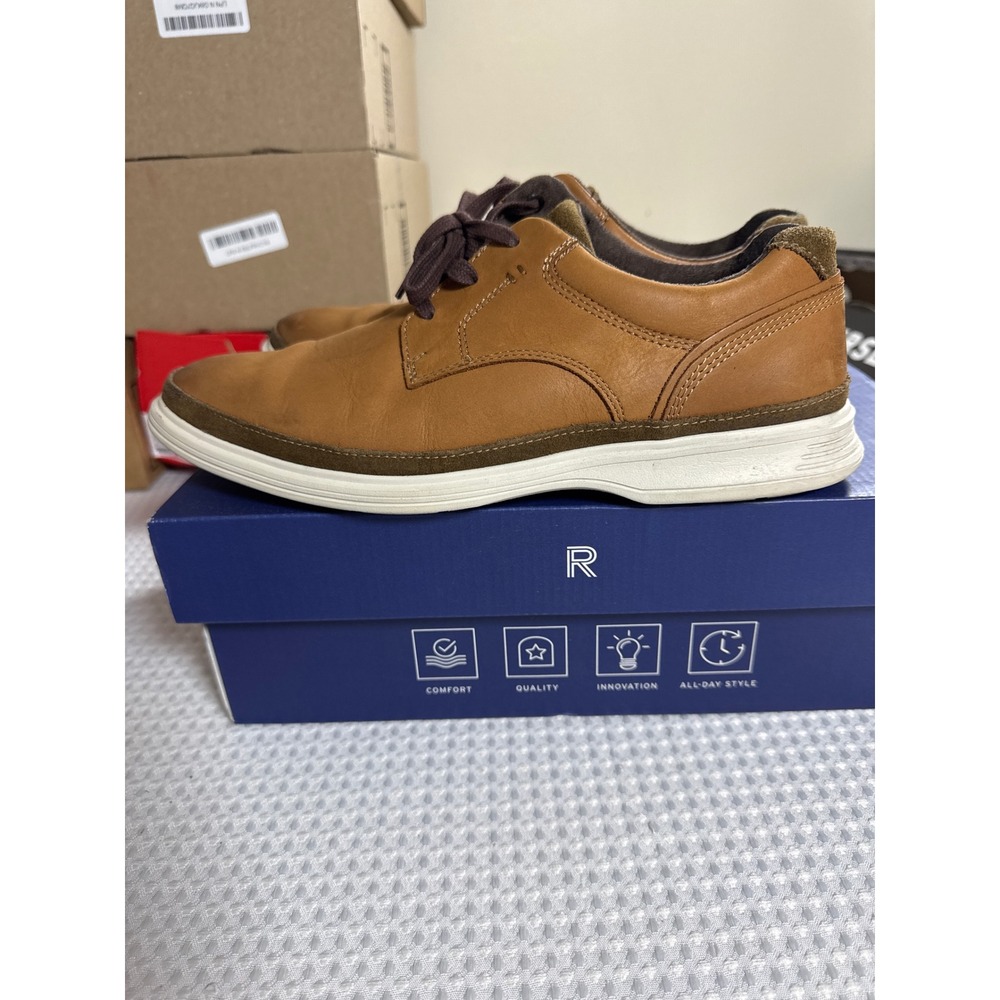 Rockport Oxford Mens 8.5 W Dressports 2 Go PT Caramel Leather CH1289 EUC